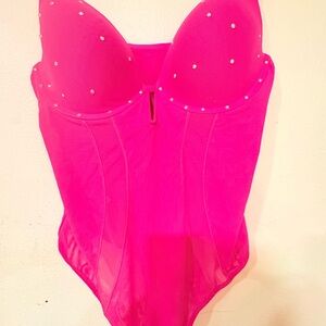 Hot Pink Studded Bodysuit